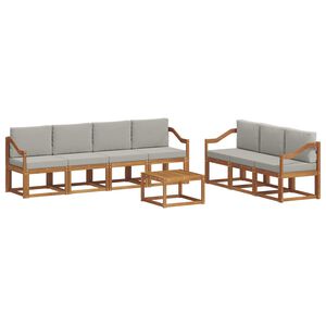 vidaXL Комплект дивани за открито 8 pcs Естествено и светло сиво
