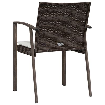 vidaXL Градински стол с възглавници 4 бр кафяв 56,5x57x83 см полиратан