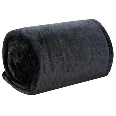 vidaXL Одеяло, черно, 130x170 см, полиестер