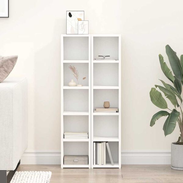 vidaXL CD шкафове, 2 бр, бели, 21x16x93,5 см, ПДЧ