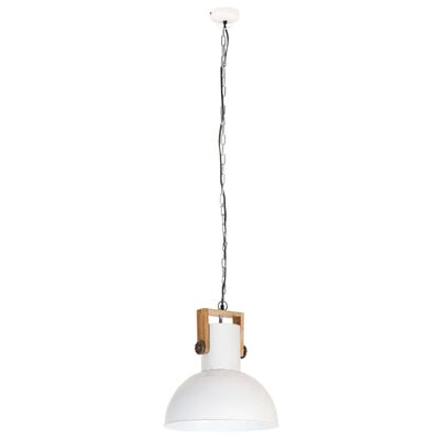 vidaXL Индустриална пенделна лампа 25 W бяла кръгла манго 42 см E27