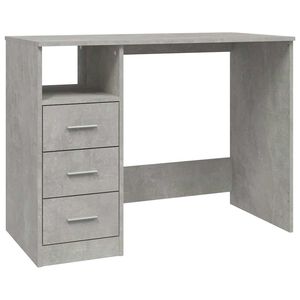 vidaXL Бюро с чекмеджета, бетонно сив, 102x50x76 см, инженерно дърво