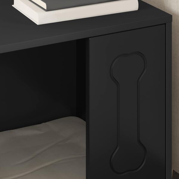 vidaXL Кучешка къща Черно 44 x 42 x 49 см Инженерно дърво