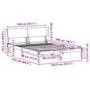 vidaXL Рамка на леглото Кафяво и таупе 140 x 200 cm Борово дърво масив