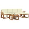 vidaXL Комплект дивани за открито 6 pcs Натурален и Крема