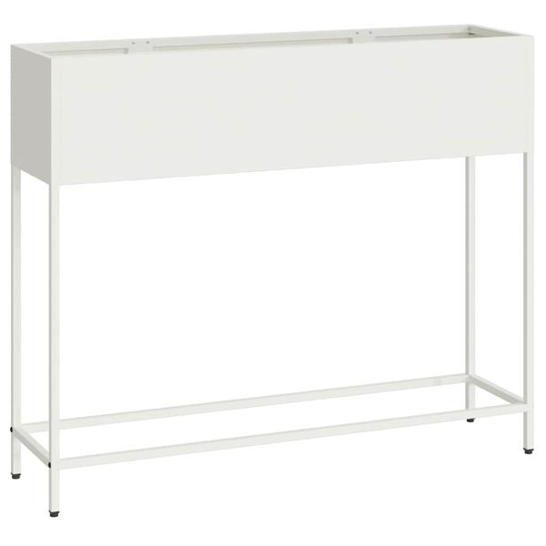 vidaXL Повдигната градинска саксия Бяло 100 x 26 x 82 см Стомана