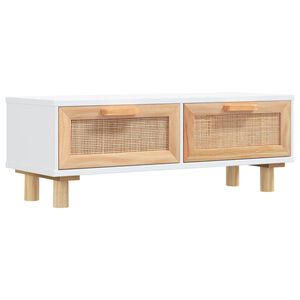 vidaXL Кафе маса, бяла, 80x40x30 см, инженерно дърво и бор масив