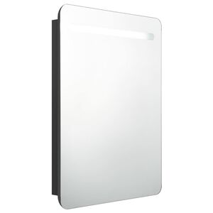 vidaXL LED шкаф с огледало за баня, черно, 60x11x80 см