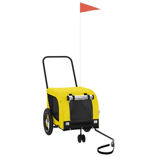 vidaXL Ремарке за колело за любимци жълт и черен Оксфорд плат и желязо