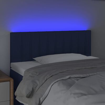 vidaXL LED горна табла за легло, синя, 80x5x78/88 см, плат
