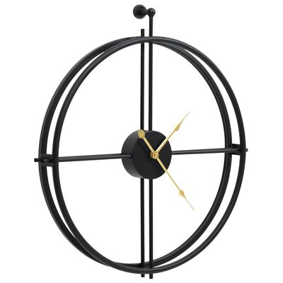 vidaXL Стенен часовник, черен, 52 см, желязо