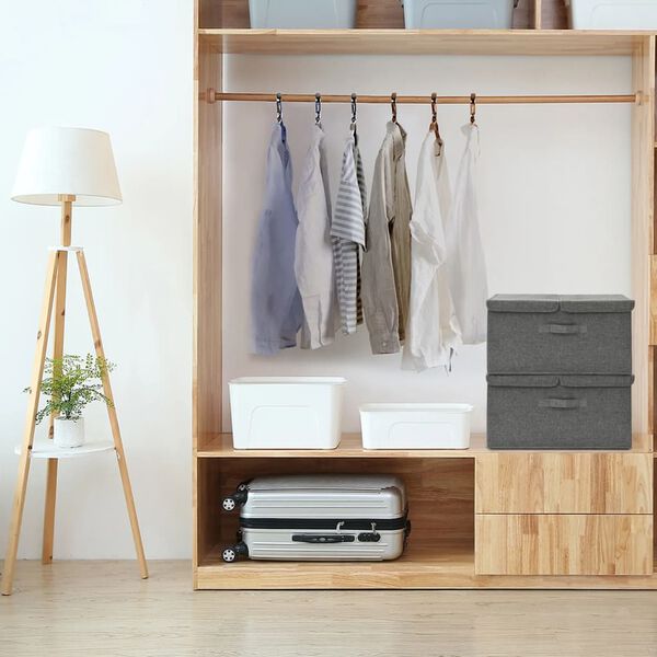 vidaXL Кутии за съхранение, 2 бр, текстил, 50x30x25 см, антрацит