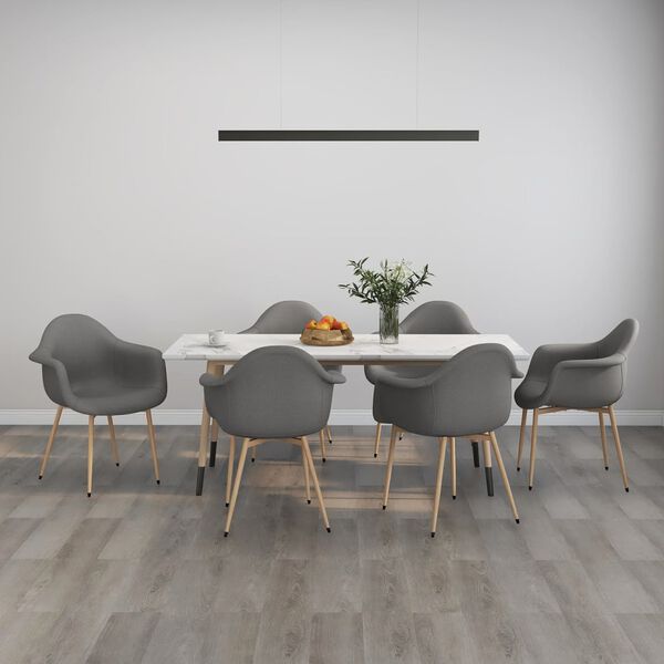 vidaXL Трапезни столове, 6 бр, светлосиви, плат