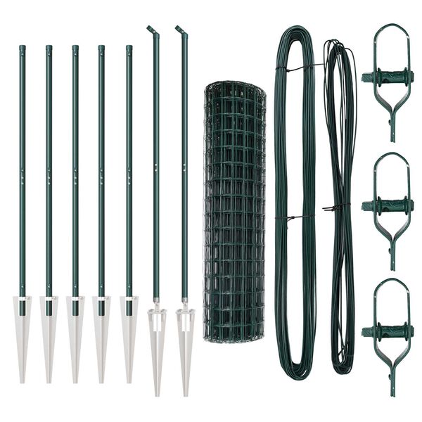 vidaXL Оградa с колчета Зелен 1 x 10 m Стомана