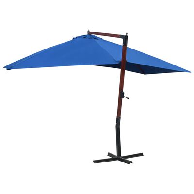 vidaXL Окачен чадър с дървен прът, 400x300 см, син