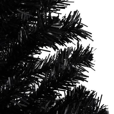 vidaXL Изкуствена осветена коледна елха с топки черна 240 см PVC