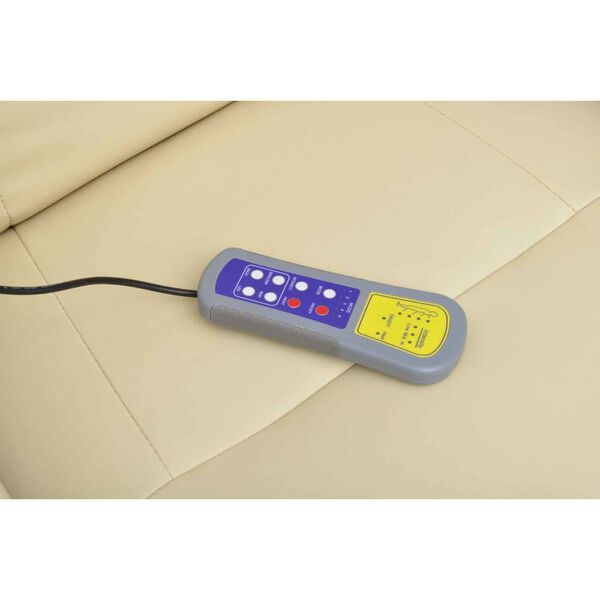 vidaXL Масажен стол с табуретка, кремав, изкуствена кожа