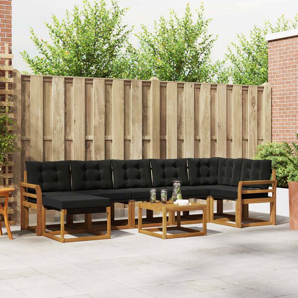 vidaXL Комплект дивани за открито 8 pcs Естествено и черно