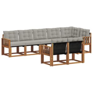 vidaXL Комплект дивани за открито 8 pcs Естествено и светло сиво