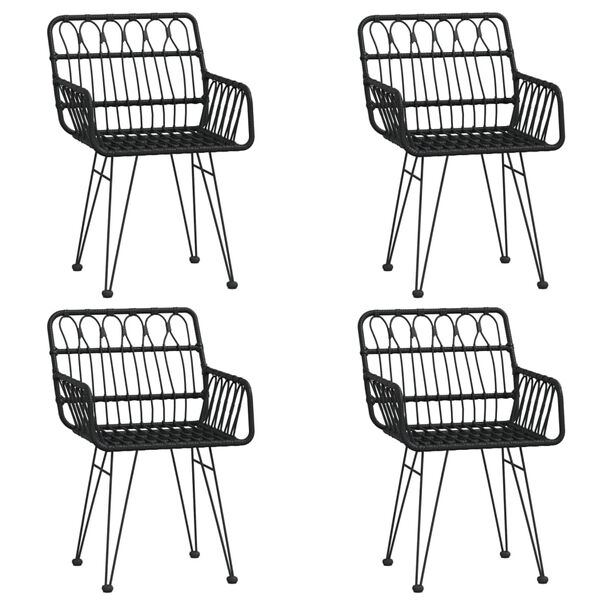 vidaXL Градински трапезен комплект, 5 части, черен, полиратан