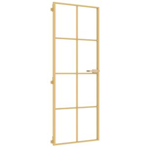 vidaXL Интериорна врата златиста 76x201,5 см закалено стъкло алуминий