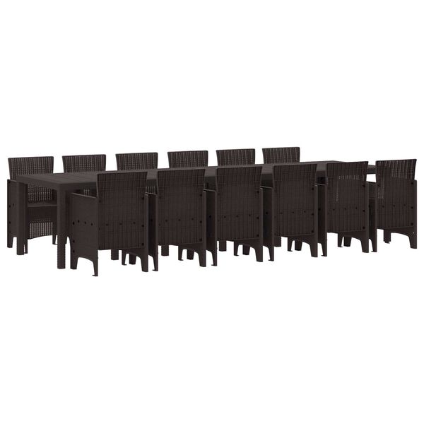 vidaXL Комплект за хранене в градината 13 pcs Кафяво Ратан Polt