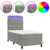 vidaXL Боксспринг легло с матрак и LED, светлосиво, 90x190 см, кадифе