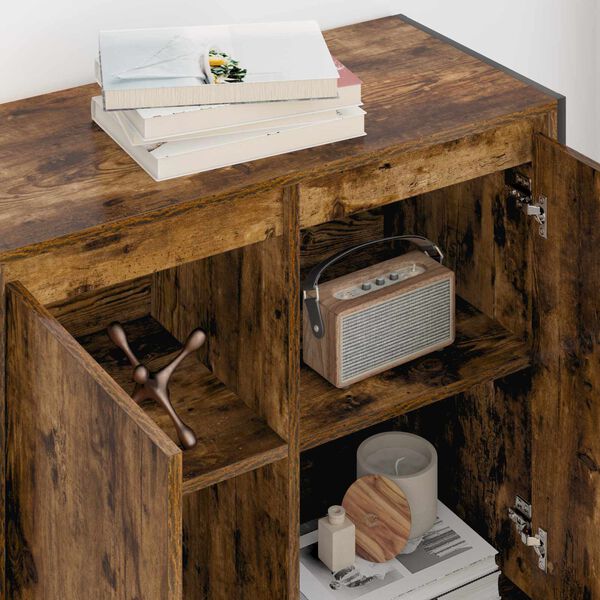 vidaXL Страничен шкаф Димящ дъб 79 x 36 x 75 см Инженерно дърво