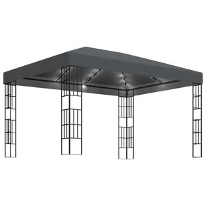 vidaXL Шатра с LED светещи стрингове, 3х4 м, антрацит