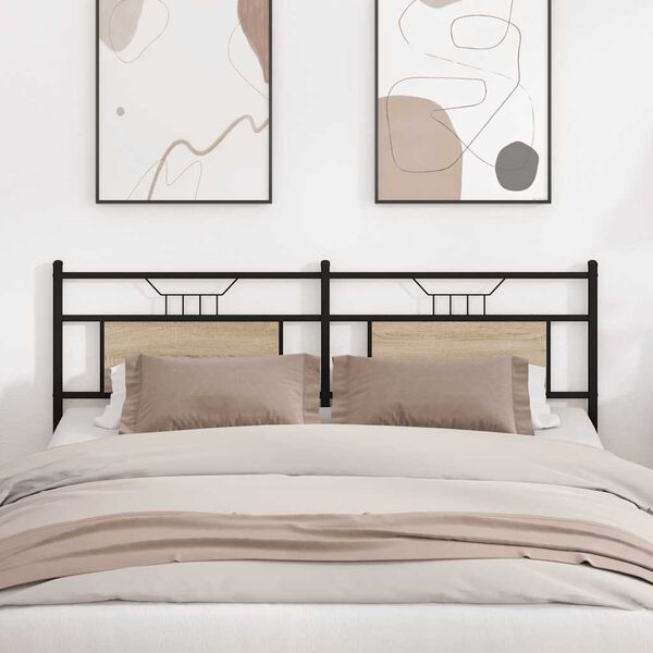 vidaXL Резервна табла за легло Дъб Сонома 160 cm Изработена дървесина и стомана