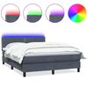 vidaXL Боксспринг легло с матрак и LED, тъмносиво, 160x210 см, кадифе