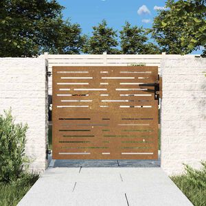 vidaXL Градинска порта 85x100 см, кортенова стомана, квадратен дизайн