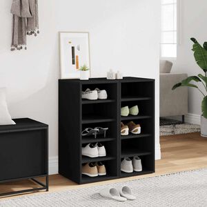vidaXL Шкафове за обувки, 2 бр, черни, 31,5x35x70 см, инженерно дърво
