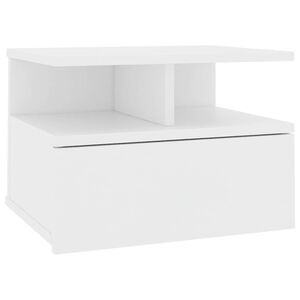 vidaXL Нощно шкафче за стена, бяло, 40x31x27 см, инженерно дърво
