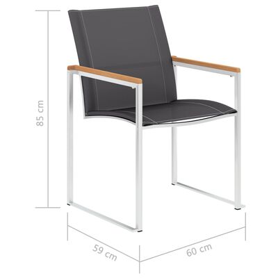 vidaXL Градински столове, 2 бр, textilene и неръждаема стомана, сиви