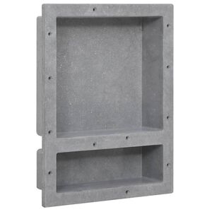 vidaXL Ниша за баня с 2 отделения, матово сиво, 41x51x10 см