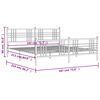 vidaXL Метална рамка за легло с горна и долна табла, бяла, 183x213 см
