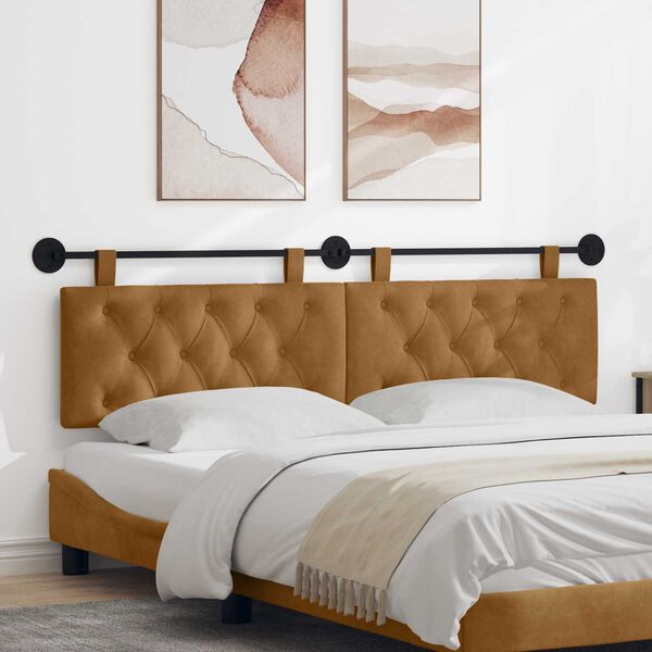 vidaXL Висяща табла Монтиране на стена Кафяво 190 x 55 x 7 см Кадифе