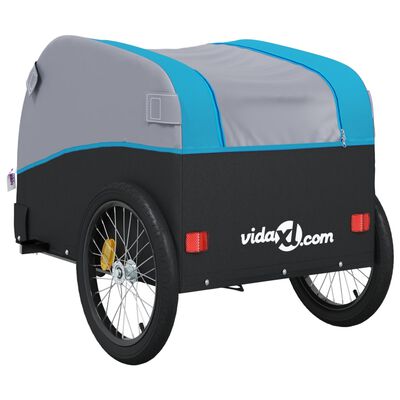 vidaXL Ремарке за велосипед, черно и синьо, 30 кг, желязо