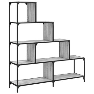 vidaXL Библиотека 4 рафта сив сонома 139x33,5x149 см инженерно дърво