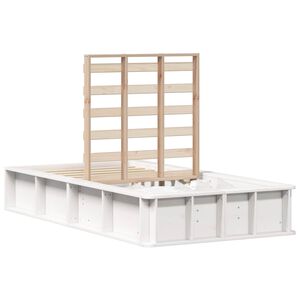 vidaXL Рамка за легло Бяло 75 x 190 cm Солидно борово дърво