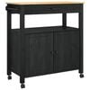 vidaXL Кухненска количка Едноцветен Черно 88,5 x 40 x 48 см