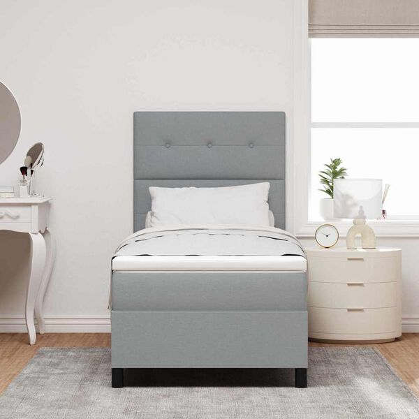 vidaXL Легло с пружинирана основа Светлосиво 90 x 190 cm текстил