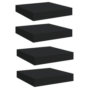 vidaXL Окачени стенни рафтове, 4 бр, черни, 23x23,5x3,8 см, МДФ