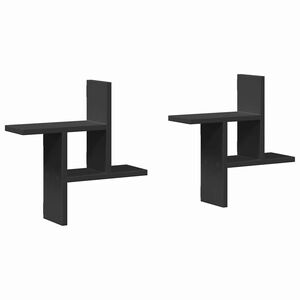 vidaXL Стенни рафтове, 2 бр, черни, 38x12x38 см, инженерно дърво