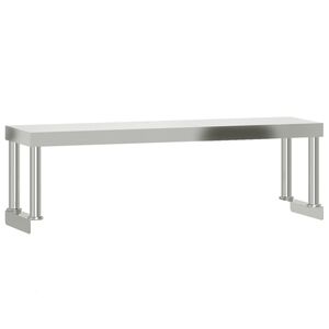 vidaXL Рафт за работна маса, 110x30x35 см, неръждаема стомана