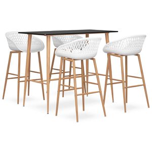 vidaXL Бар комплект от 5 части, черно и бяло