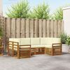 vidaXL Комплекти дивани 6 pcs Натурален и Крема Солидно акациево дърво