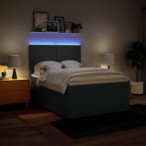 vidaXL Боксспринг легло с матрак, синьо, 160x200 см, плат