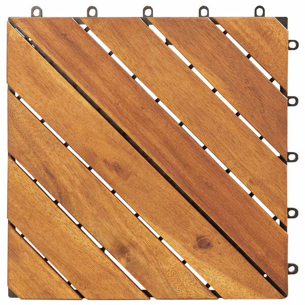 vidaXL Плочка за decking 10 pcs Кафяво 30 x 30 cm Дърво от Акация